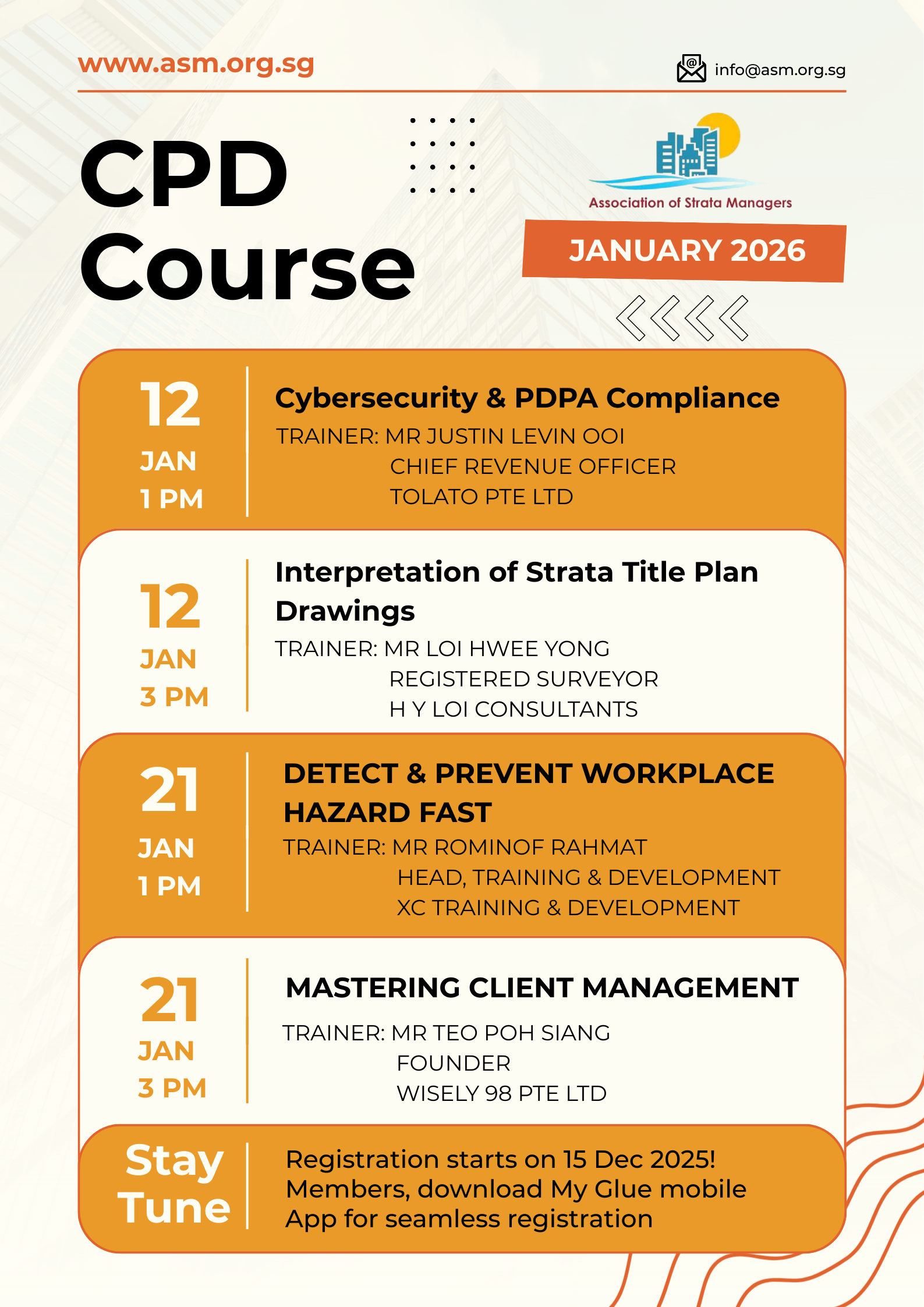CPD Course - Jan 2026 Schedule